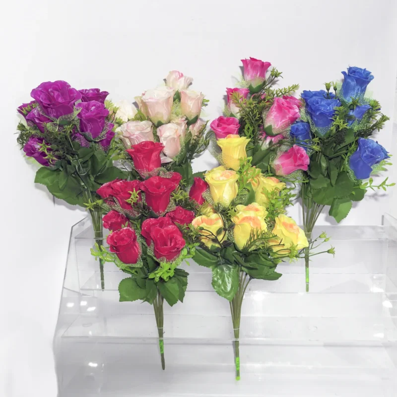 ROSA CON TUL X12PCS