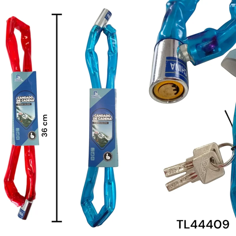 CADENA PARA MOTO 2 LLAVES DE SEGURIDAD 80CM