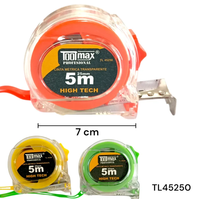 WINCHA TRANSPARENTE TOOLMAX 5X25X0.10MM