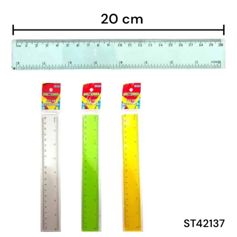 REGLA DE PLASTICO DE 20 CM