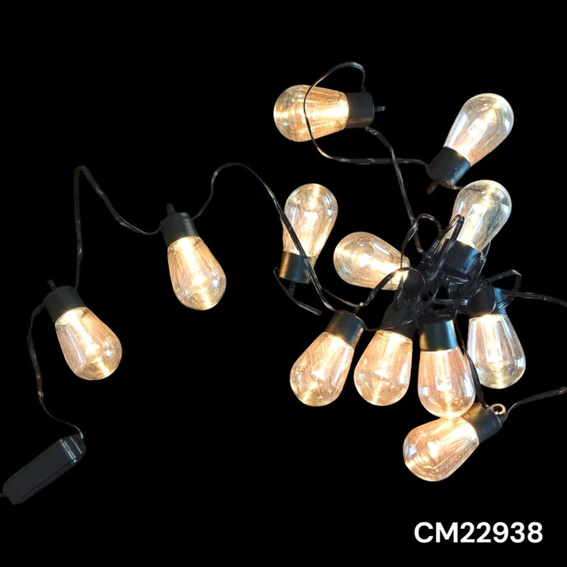 TIRA DE LUCES TIPO BOMBILLA X12PCS X5M (CALIDA)